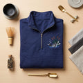 Loon Bird Embroidered Quarter Zip Sweatshirt, Diving Wildlife Nature Lover Pullover Gift Apparel