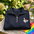 Embroidered Rainbow Goose Quarter Zip Sweatshirt, Pride LGBTQ+ Activewear
