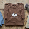 Emotionally Recharging Embroidered T-shirt, Cute Sleeping Dog on Cloud Tee