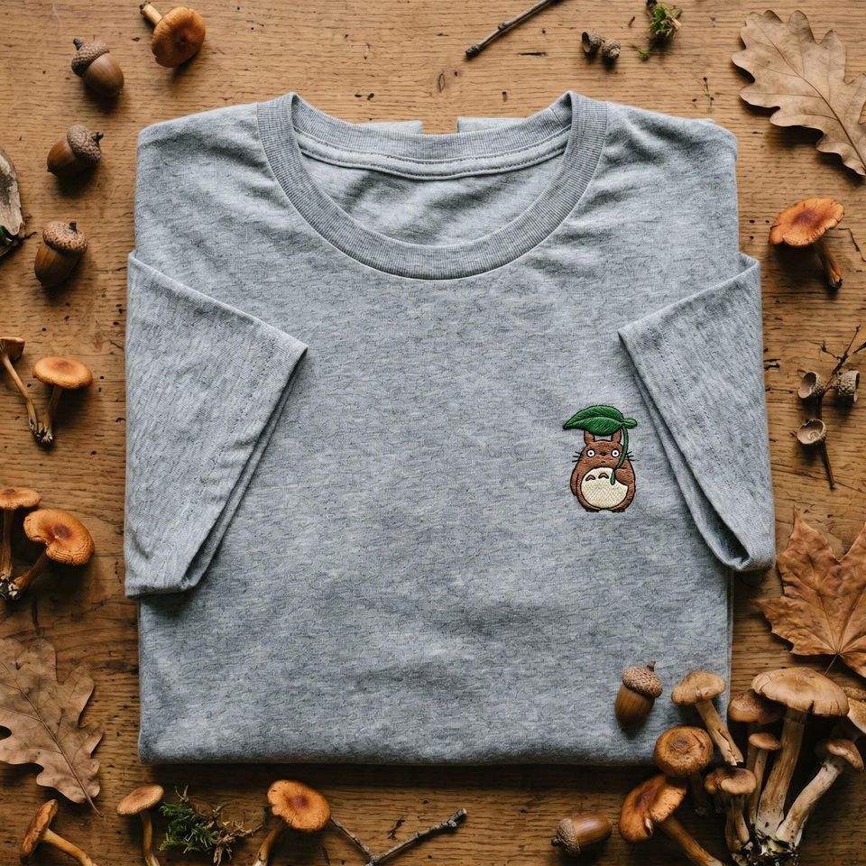 Little Forest Spirit Embroidered T Shirt, Miniature Anime Creature Tee