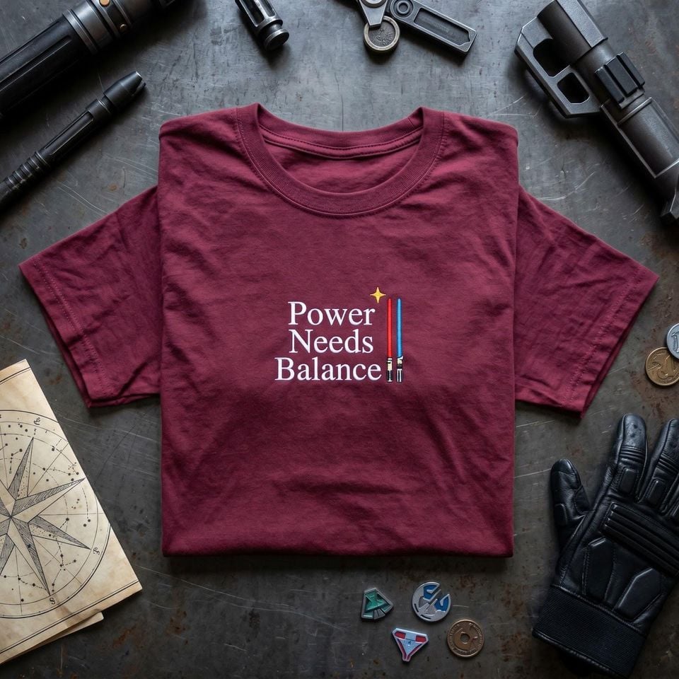 Power Needs Balance Shirt, Lightsaber Embroidered T-shirt