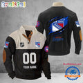 New York Rangers Hockey Team Corduroy Stand Collar Sweatshirt with Custom Name and Number