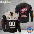 Montreal Canadiens Hockey Team Corduroy Stand Collar Sweatshirt with Custom Name and Number