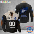Toronto Maple Leafs Corduroy Stand Collar Sweatshirt with Custom Name and Number