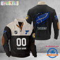 St Louis Blues Corduroy Stand Collar Sweatshirt with Custom Name and Number