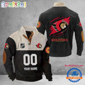 Ottawa-Senators Corduroy Stand Collar Sweatshirt with Custom Name and Number