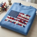 Floral American Flag Embroidered Sweatshirt Patriotic Flower USA Crewneck July 4th Gift for Her