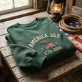 America 250 Embroidered Sweatshirt Patriotic USA Flag Vintage American Sweatshirt