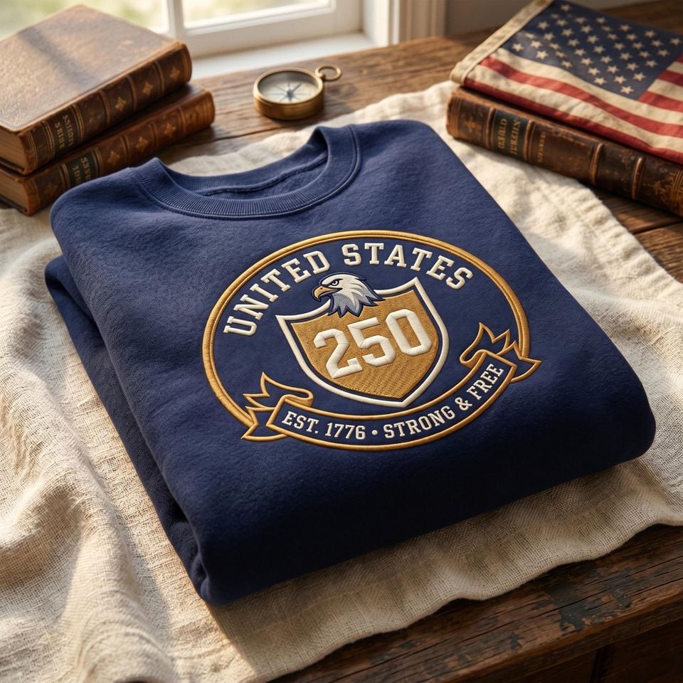 Custom Name United States Embroidered Sweatshirt Patriotic USA Crewneck for Independence Day