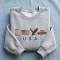 USA Embroidered Sweatshirt Patriotic Crewneck Vintage Western Eagle Unisex