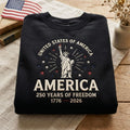 Embroidered America Sweatshirt for Independence Day Patriotic Men Women