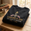 America 250 Embroidered Sweatshirt Christian Patriotic Crewneck USA 250 Years Of Freedom Faith Shirt