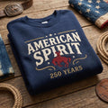 American Spirit Embroidered Sweatshirt for Men Cowboy Patriotic 4th of July Apparel