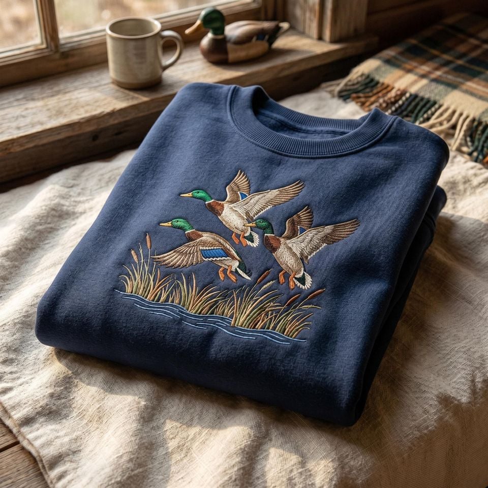 Mallard Duck Embroidered Sweatshirt Waterfowl Huntingg Gift Wildlife