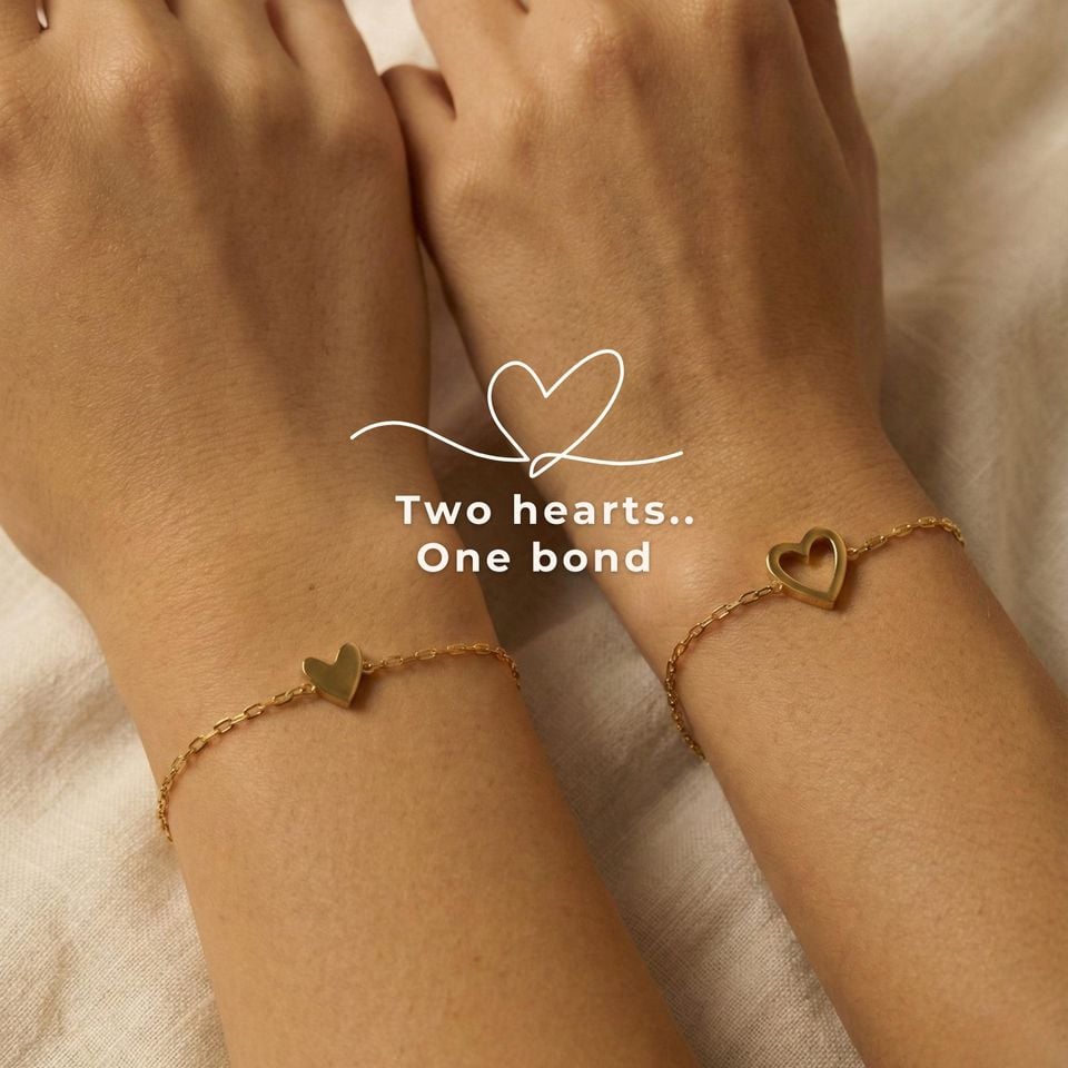 Two hearts one bond Mom daughter bracelet set Gift Gold Hearts matching Family jewelry Friends Present for Birthday