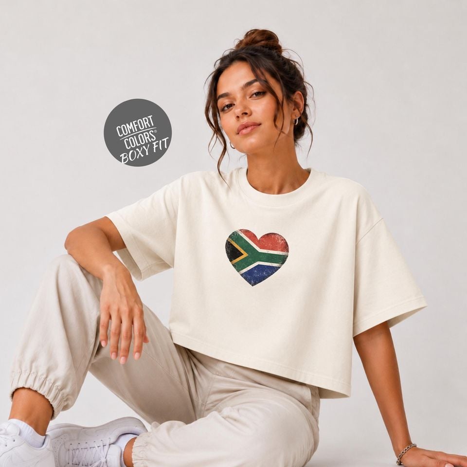Retro South Africa Soccer 2026 Women Soccer Boxy Tee World Cup 2026 Tee for Summer