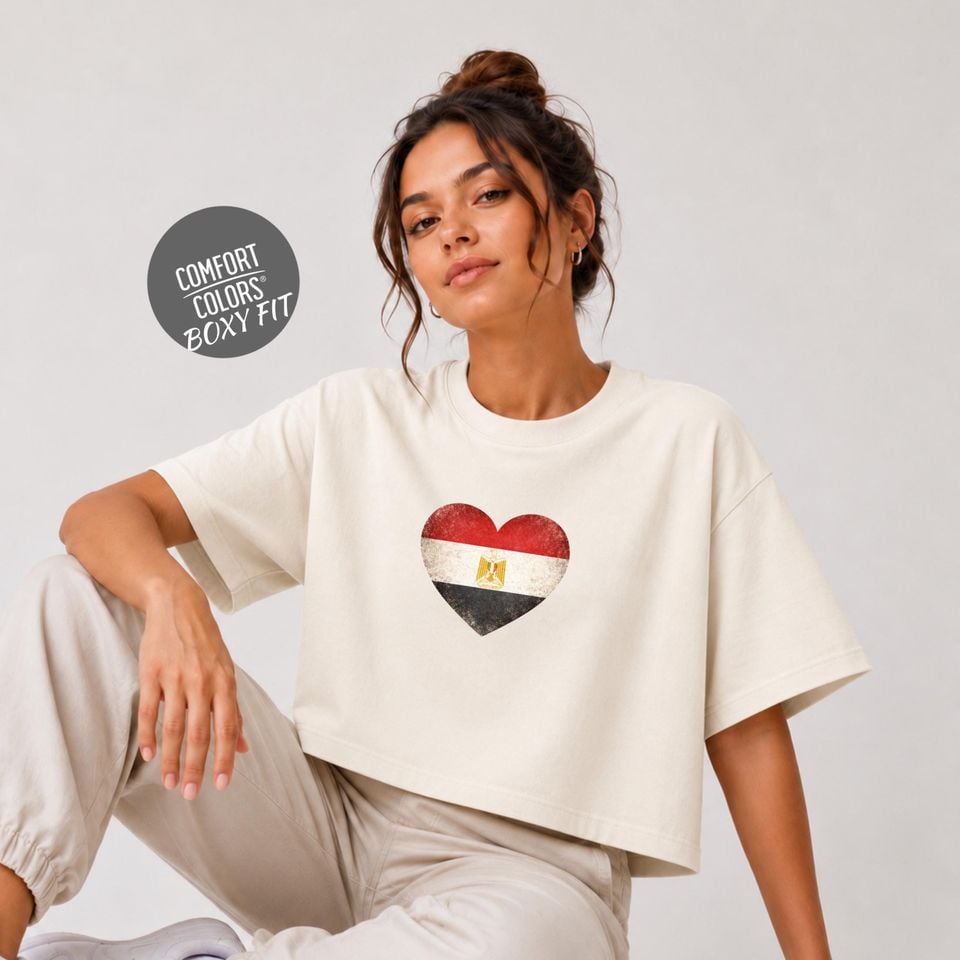 Retro Egypt Soccer 2026 Women Soccer Boxy Tee World Cup 2026 Tee for Summer