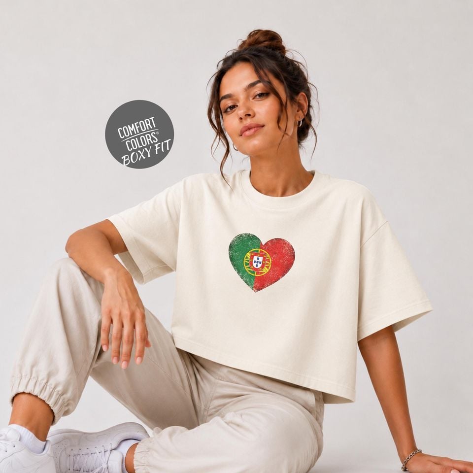 Retro Portugal Soccer 2026 Women Soccer Boxy Tee World Cup 2026 Tee for Summer