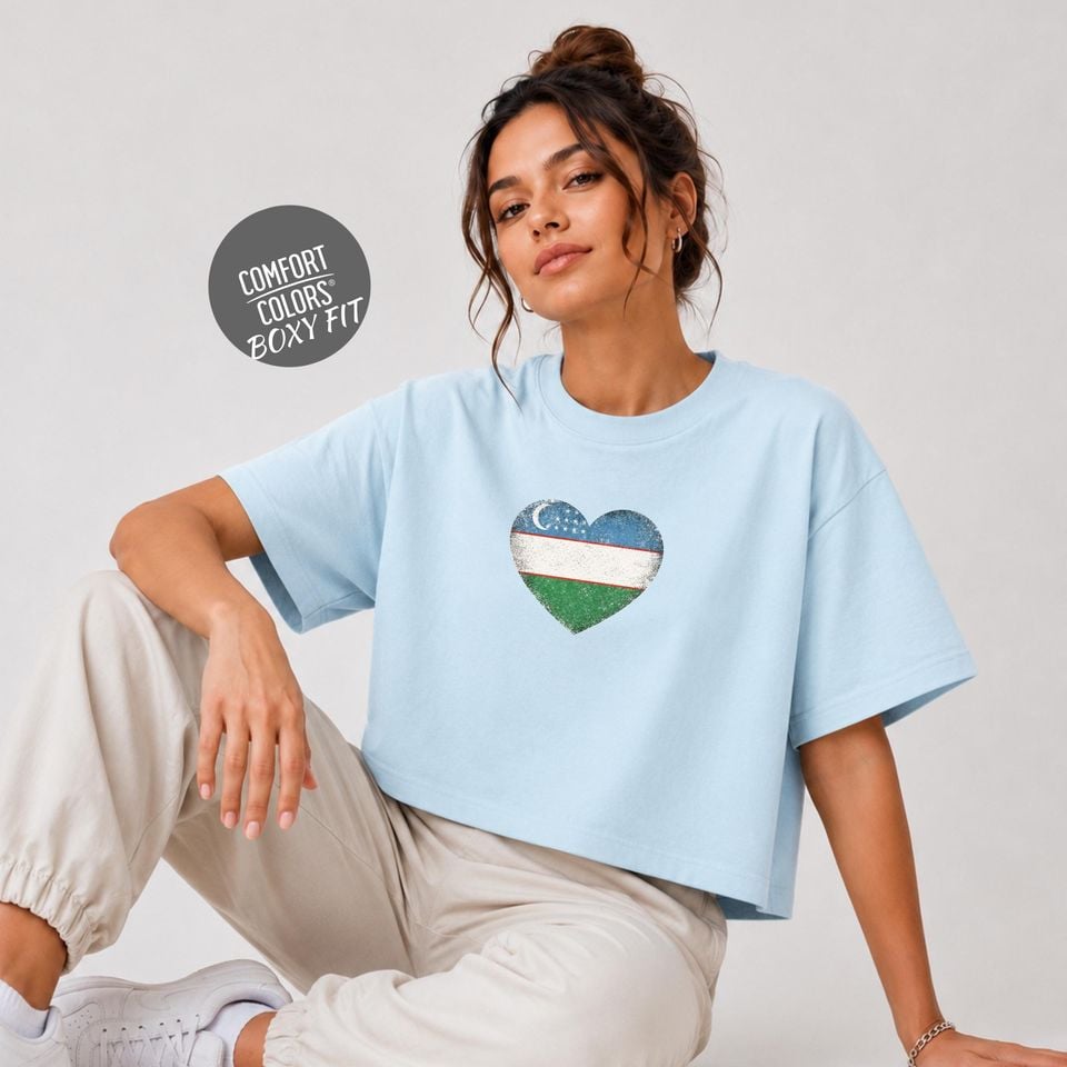 Retro Uzbekistan Soccer 2026 Women Soccer Boxy Tee World Cup 2026 Tee for Summer