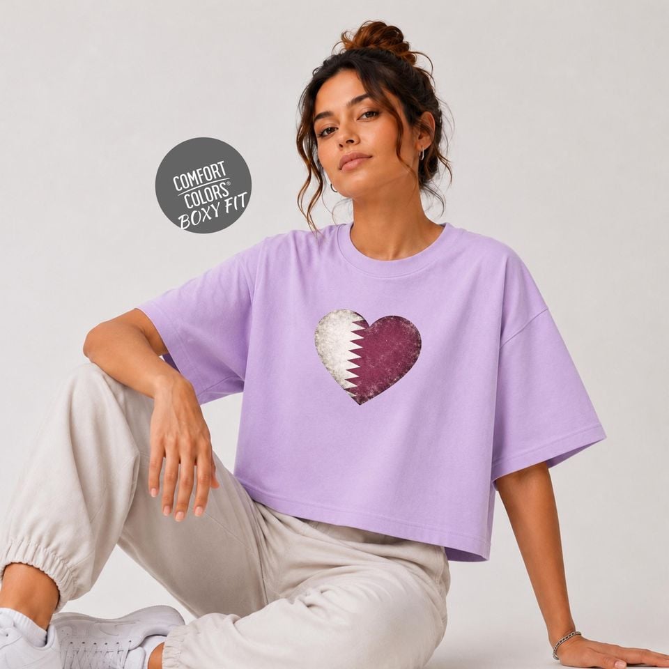 Retro Qatar Soccer 2026 Women Soccer Boxy Tee World Cup 2026 Tee for Summer