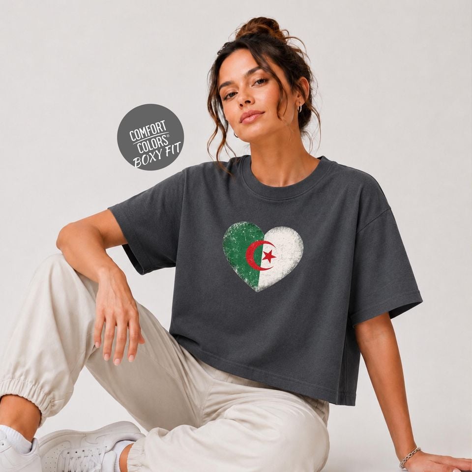Retro Algeria Soccer 2026 Women Soccer Boxy Tee World Cup 2026 Tee for Summer