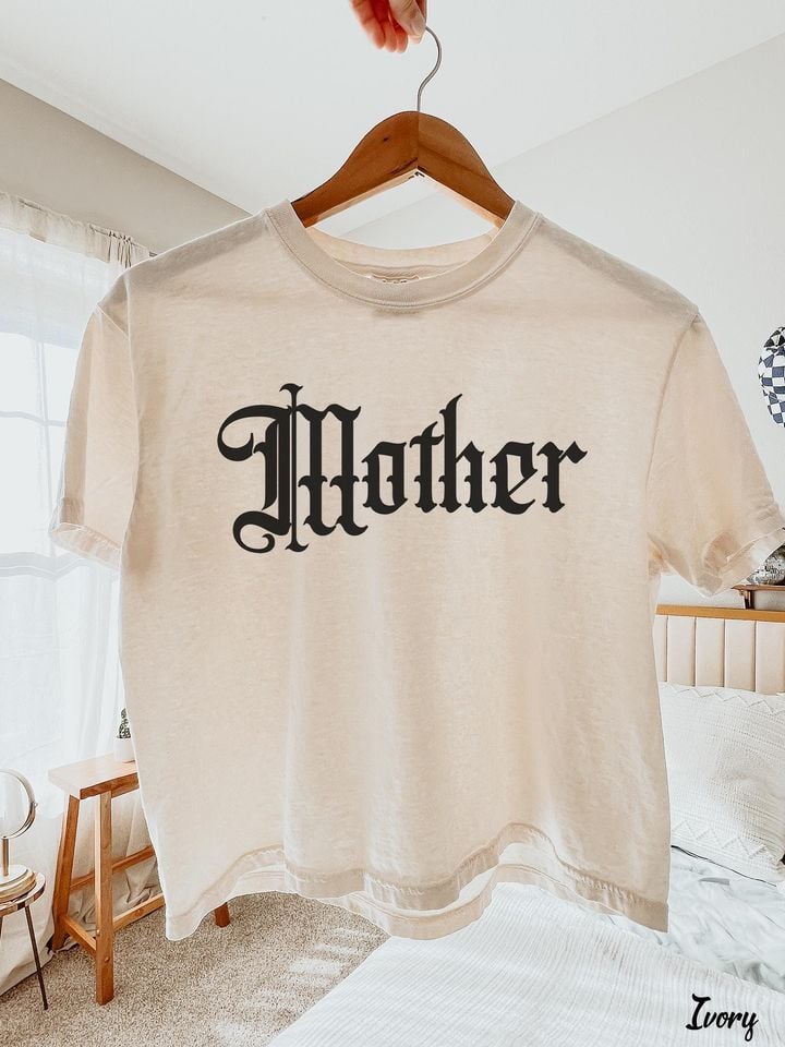 All Gothic Boxy Tee, Old English Font Mom Shirt, Blackletter Mama Tee, Alternative Goth Mom, Mothers Day Gothic Tee