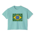 Brazil Tropical Flag Women's Boxy Tee  World Cup Pride Shirt