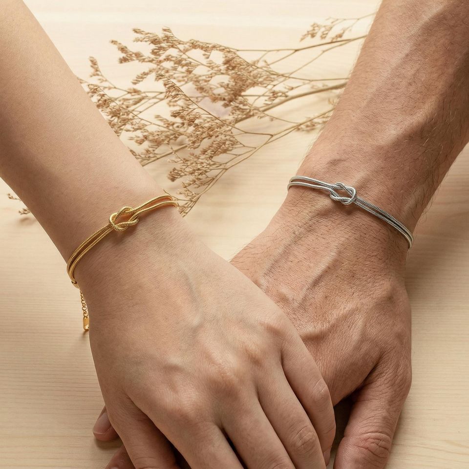 Matching Knot Bracelet for Couples - Adjustable Length - Anniversary Gift