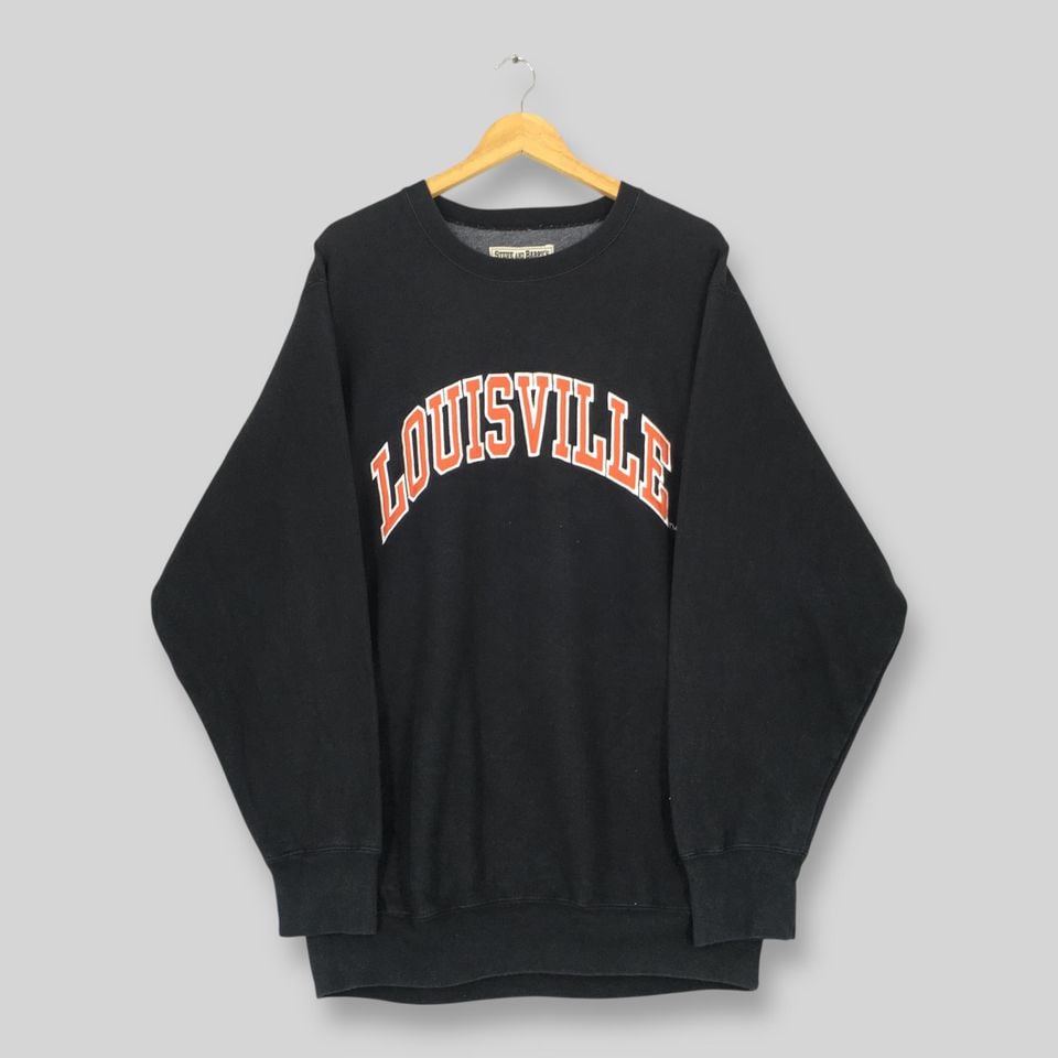 Vintage University of Louisville Black Sweatshirt Large Steve Berry's Louisville Embroidered Logo Sweater Louisville Cardinals NCAA Jumper L