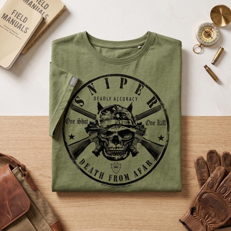 Tactical Rifle Hoodie, Custom Text Military Tee, One Shot One Kill Apparel, Personalized Sniper Gift Shirt