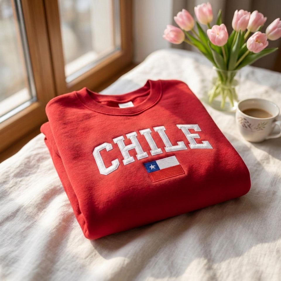Embroidered Chile Soccer Retro Sweatshirt | International Fan Match Day Apparel