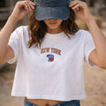 New York Basketball Boxy Crop Tee, Sports Embroidered T-Shirt, Y2K Aesthetic Hoop Top, NYC Gift for Her