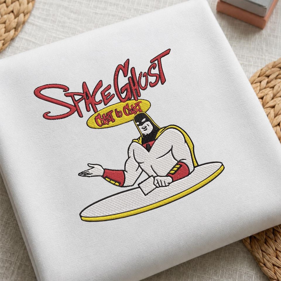 Space Ghost Embroidered Sweatshirt, 90s Cartoon Embroidery Hoodie, 90s Nostalgia Sweater, Custom Name, Personalized Year, Nostalgia Gifts