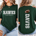 Personalized Football Glitter Shirt, Custom Team Name Tee, Sparkle Game Day T-Shirt, Sports Fan Outfit, Gift for Football Mom, Front Back