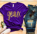 Louisiana Football Shirt GLITTER Vneck - Geaux - Tigers Game Day Shirt -  Bella + Canvas Unisex - Football, Baseball, Basketball