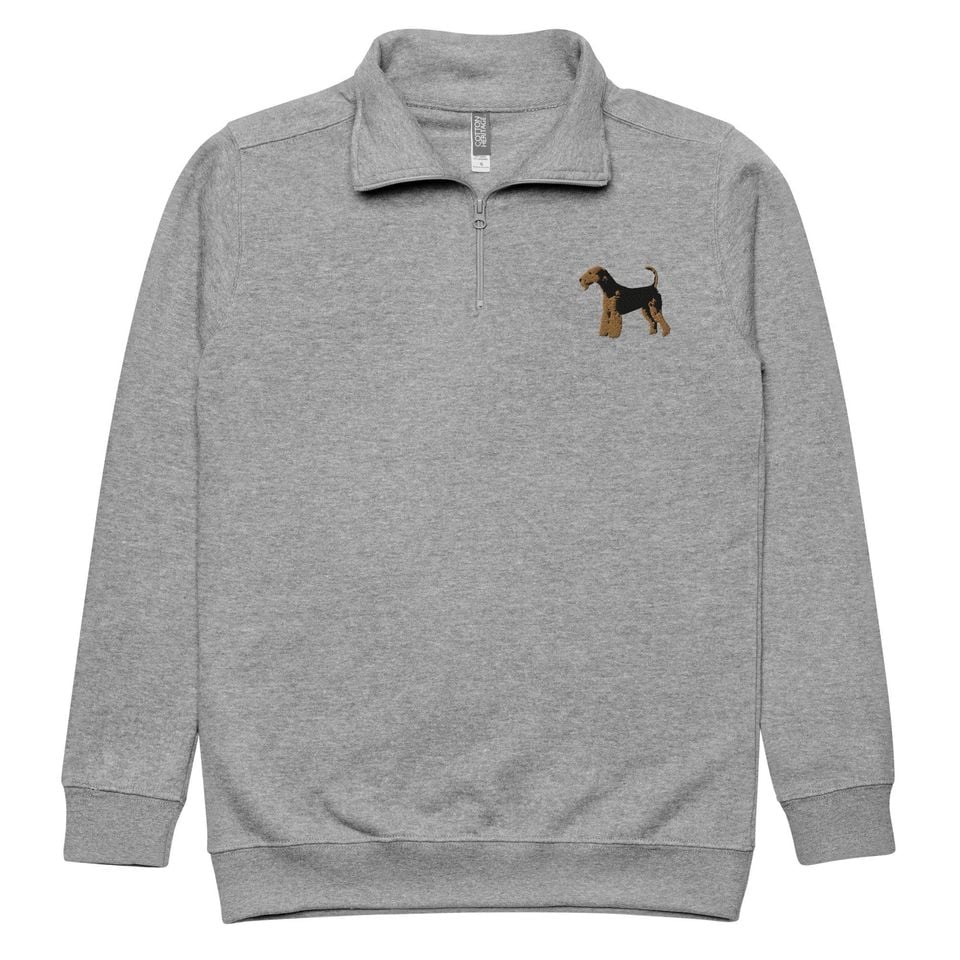 Airedale Terrier - Gray Unisex 3/4 zip sweatshirt - Airedale Terrier dog gift - gifts Airedale Terrier owner