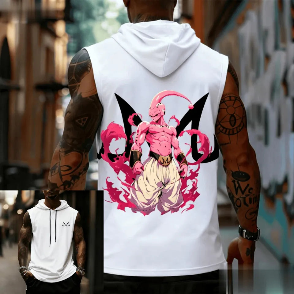 Anime Majin Buu Anime Men‘s Sleeveless Hooded Vest Graphic Print