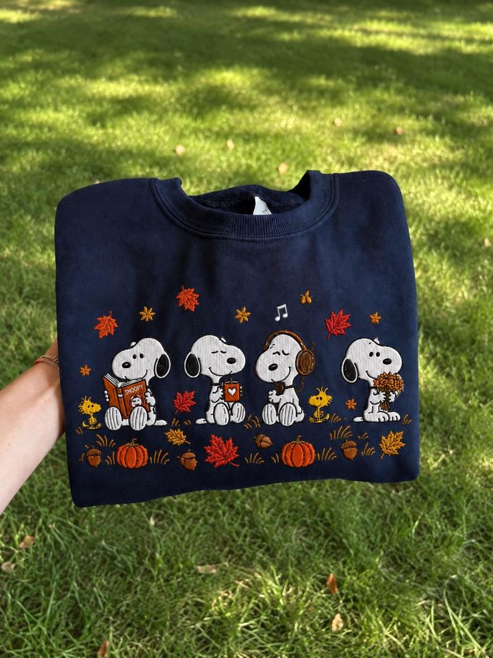 Cute Dog Embroidered Sweatshirt, Fall Dog Crewneck Sweatshirt, Pumpkin Embroidery Shirt, Cozy Autumn Sweatshirt
