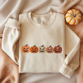 Embroidered Pumpkin Halloween Sweatshirt, Fall Crewneck Embroidered Sweatshirt, Halloween Party Outfit