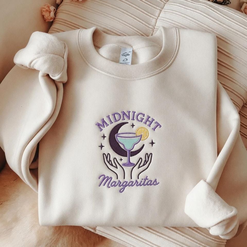 EMBROIDERED Midnight Margaritas Sweatshirt, Margarita Lover Crewneck, Girls Night Sweatshirt