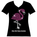 Flamingo Rhinestone Bling Shirt, Women's Sparkle Flamingo T-Shirt