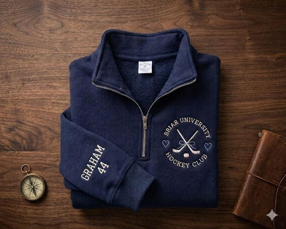 Personalized Briar University Embroidered Sweatshirt, Briar U Shirt,Off Campus Series Shirt,Hockey Jersey Style Shirt,Graham 44,Bookish Gift
