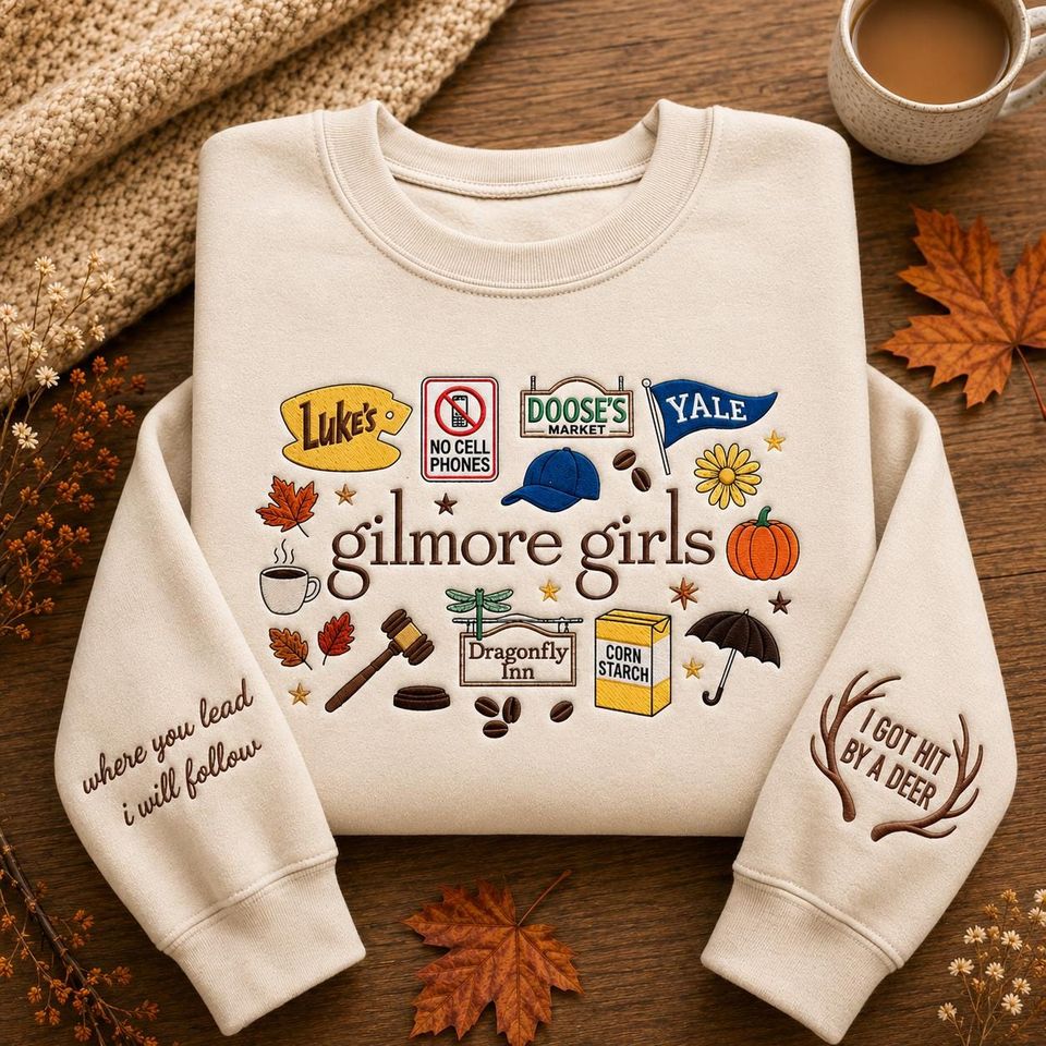 Gilmore Girls Embroidered Sweatshirt, Stars Hollow Crewneck, Luke's Diner Fall Shirt, Cozy Book Lover Gift,Connecticut Coffee Lover Gift