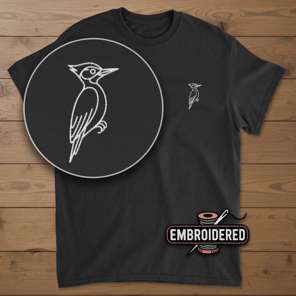 Woodpecker Embroidered Shirt, Animal Gift
