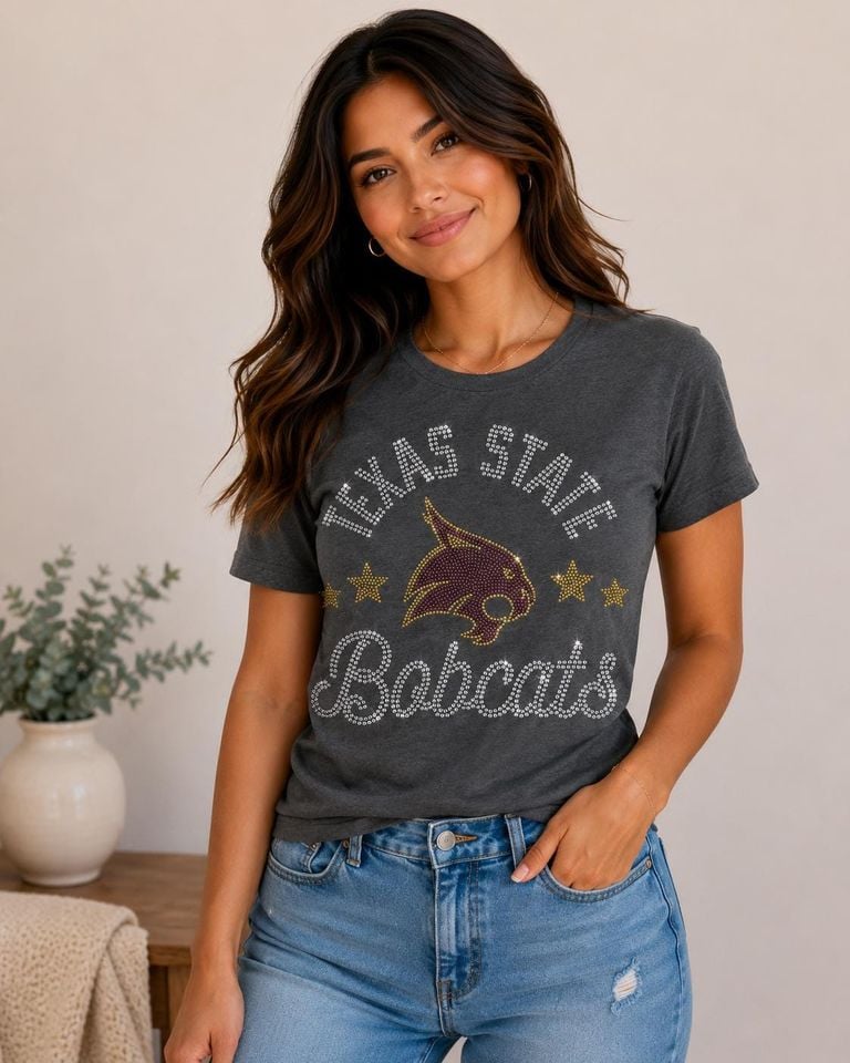 Texas State Bobcats Rhinestone Bling Tee