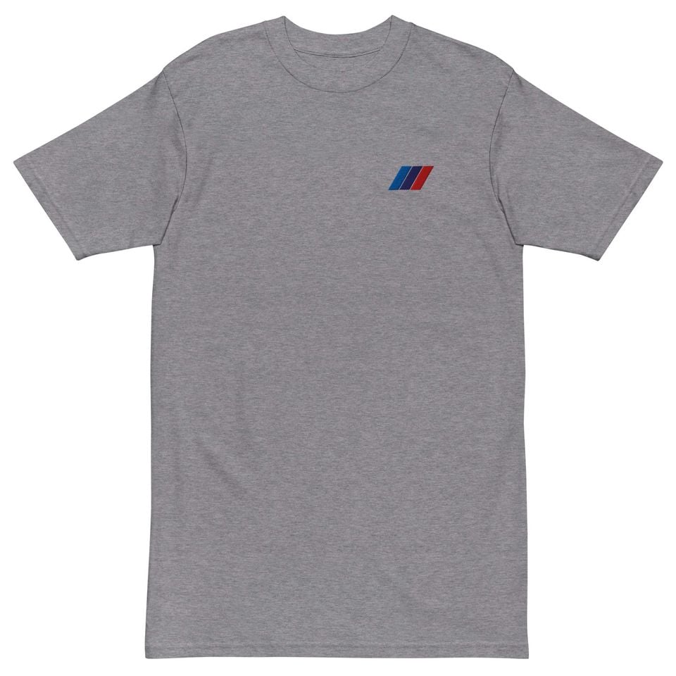 Embroidered M Stripes Heavyweight Tee - Bimmer Fan Gift