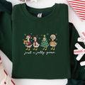 Funny Goose Christmas Embroidered Sweatshirt, Holiday Goose Shirt, Just a Jolly Goose Embroidery Pullover, Ugly Xmas Gift