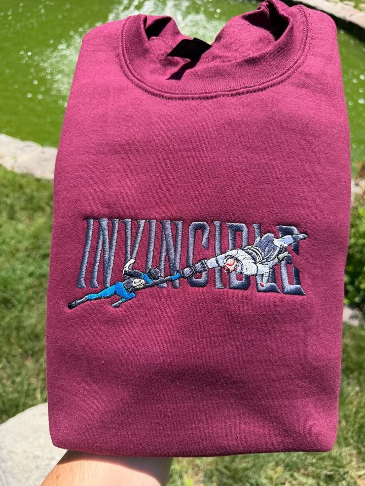 Invincible Embroidered Sweatshirt, Invincible Crewneck, Super Hero Anime Sweatshirt, Unisex Graphic Pullover, Gift for Fans