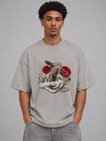 Funny Goat Shirt, Streetwear Loose Drop Shoulder T-Shirt