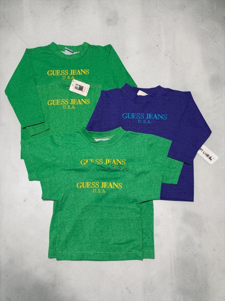 Vintage 90s Deadstock Baby Guess Jeans Embroidered Logo Shirt Top Green Purple 12m-7y